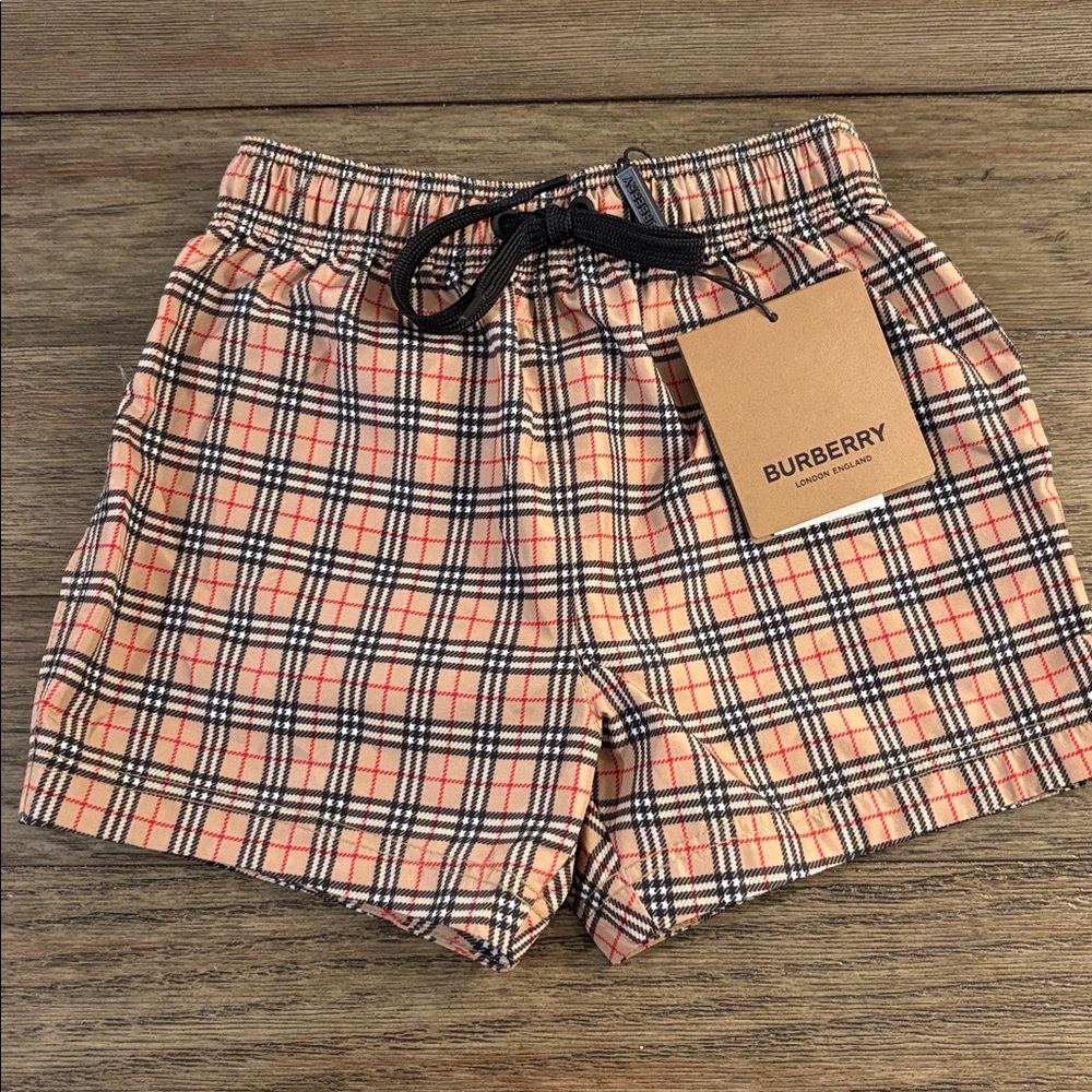 NWT [Burberry] Authentic Luxury Plaid Swim Trunks Swimsuit Youth Toddler Sz 12M